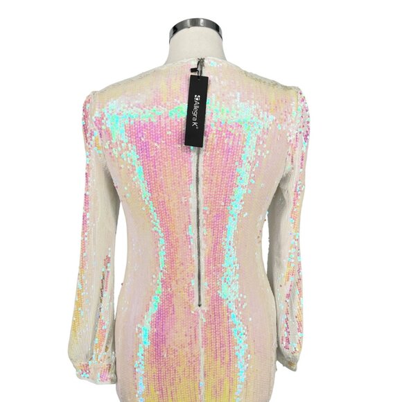 Allegra K Iridescent Sequin Long Sleeve Mini Dress White Size Medium NWT - Picture 9 of 15